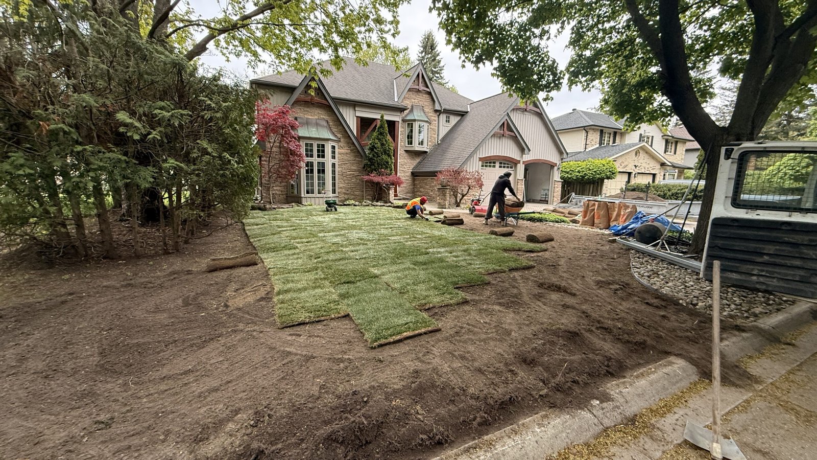Professional lawn restoration with new sod in London Ontario